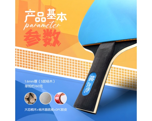 双鱼（DOUBLE FISH）乒乓球拍炫系列初学者球拍时尚多彩直拍横拍对拍 横拍-紫色